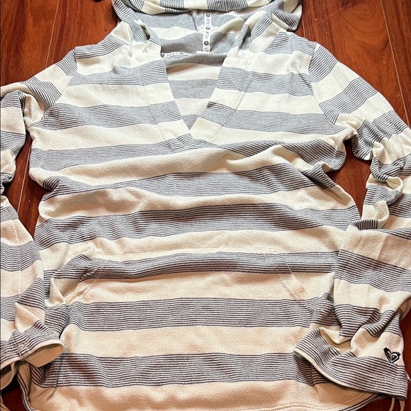 Roxy Striped Hoodie - Cream and Gray - Picture 1 of 4